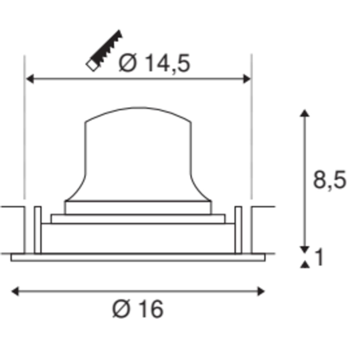 NUMINOS MOVE L, indbygningsspot, 25W, 2700K, 55°, sort/krom