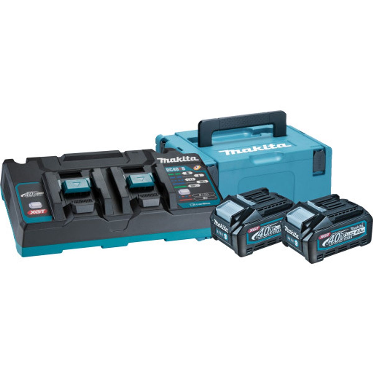 Makita XGT® batteri-/ladesæt, 2 stk. 40 V/4,0 Ah og dobbeltlader