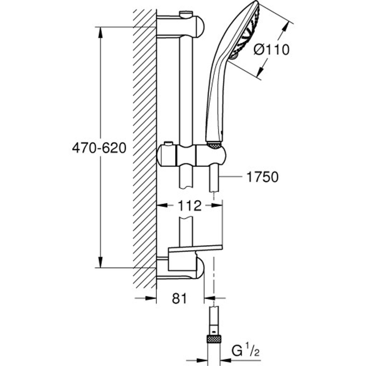 Grohe Euphoria 110 massg stg.sæt 600 skål 9,5l