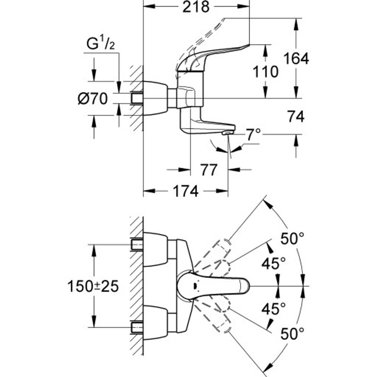 Grohe Euroeco special 1-Grebs håndvask svingbar tud