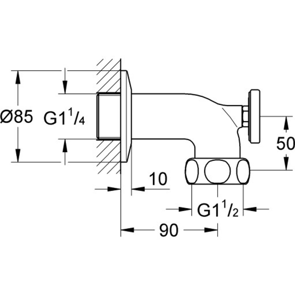 Lahr afgangsbøjning 1.1/2" x 1.1/4"