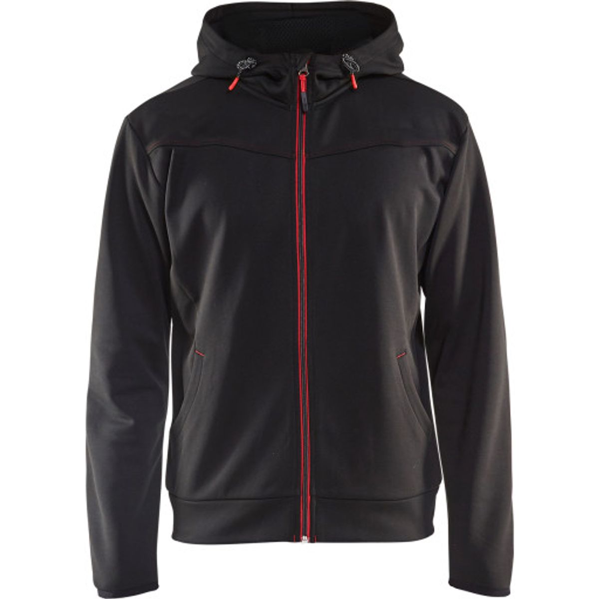 Blåkläder hættetrøje 33632526, full zip, sort/rød, XS