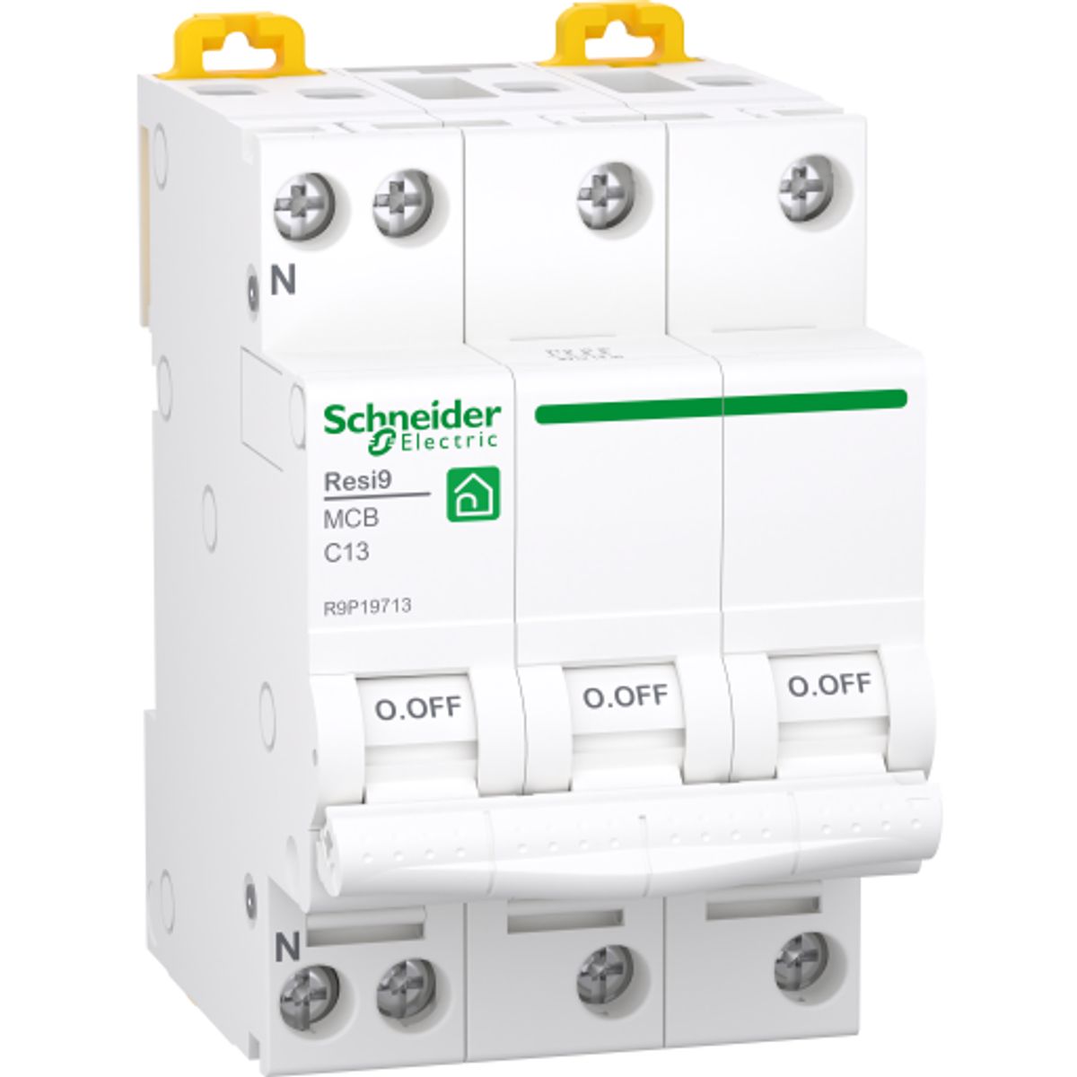 Schneider Resi9 Automatsikring 3P+N 13A, Hvid