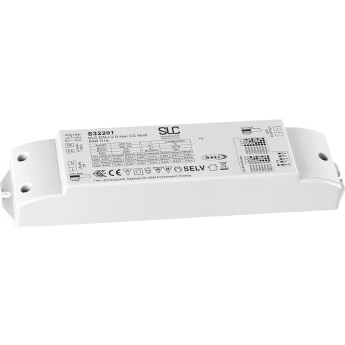 SLC LED Driver 350-1500mA 50W 8-52V DALI-2 CC DIP, dæmpbar