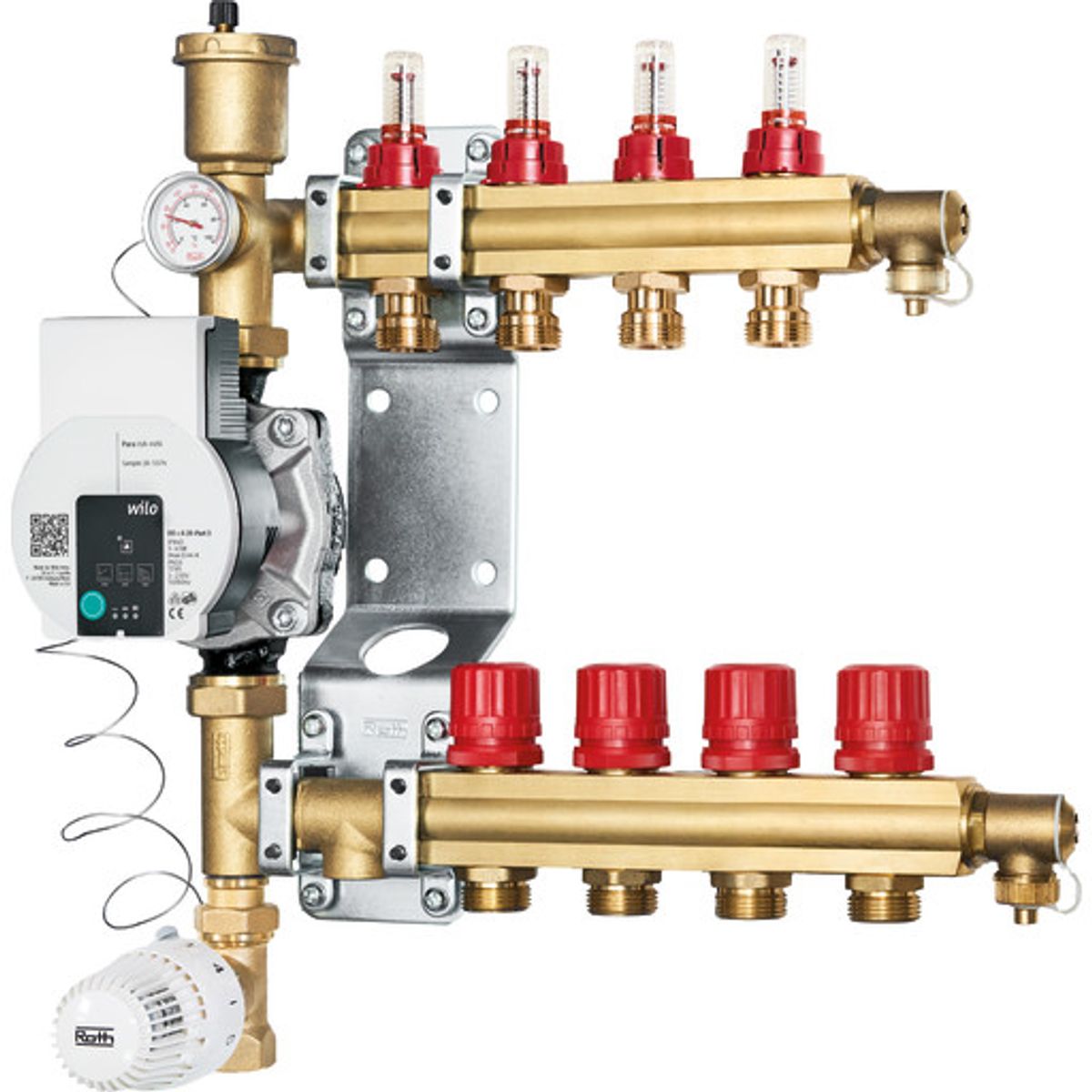 Roth ShuntUnit-4 med flowmåler, pumpe, monteringsbeslag mv.