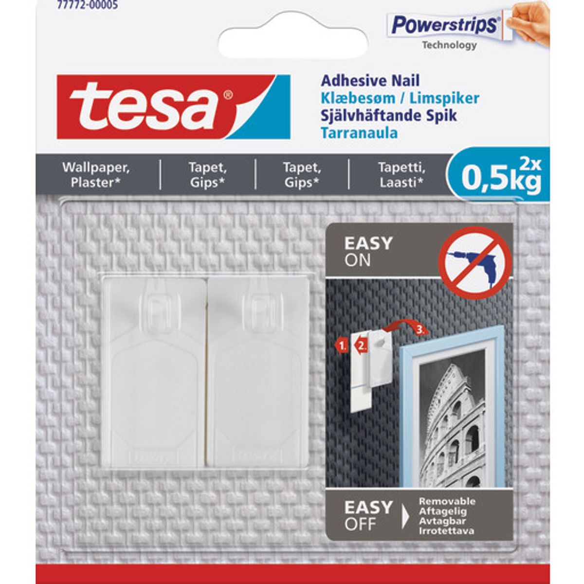 Tesa Powerstrips klæbesøm 0,5 kg 2-pak i hvid