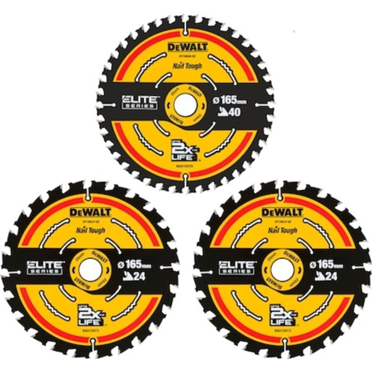 DEWALT klingesæt 2 x Ø165mm x 20 mm x 24T+ 1 x Ø165mm x 20mm x 40T