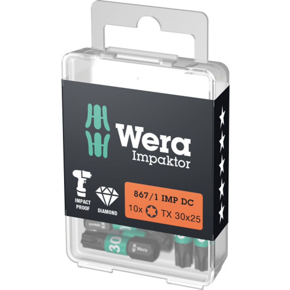 Wera 867/1 Impaktor Torx bit, TX30, 10 stk.