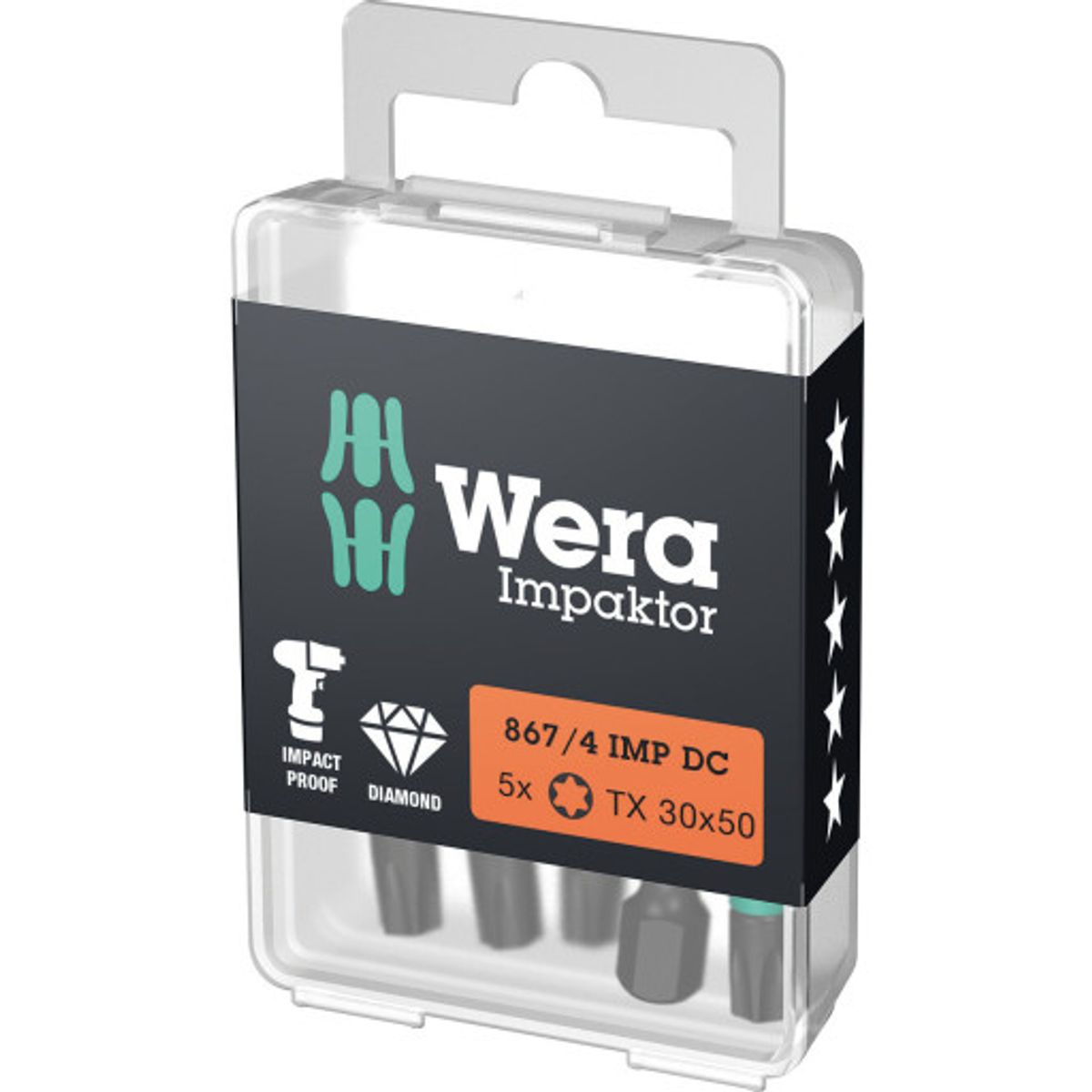 Wera 867/4 Impaktor Torx bit, TX30, 5 stk.