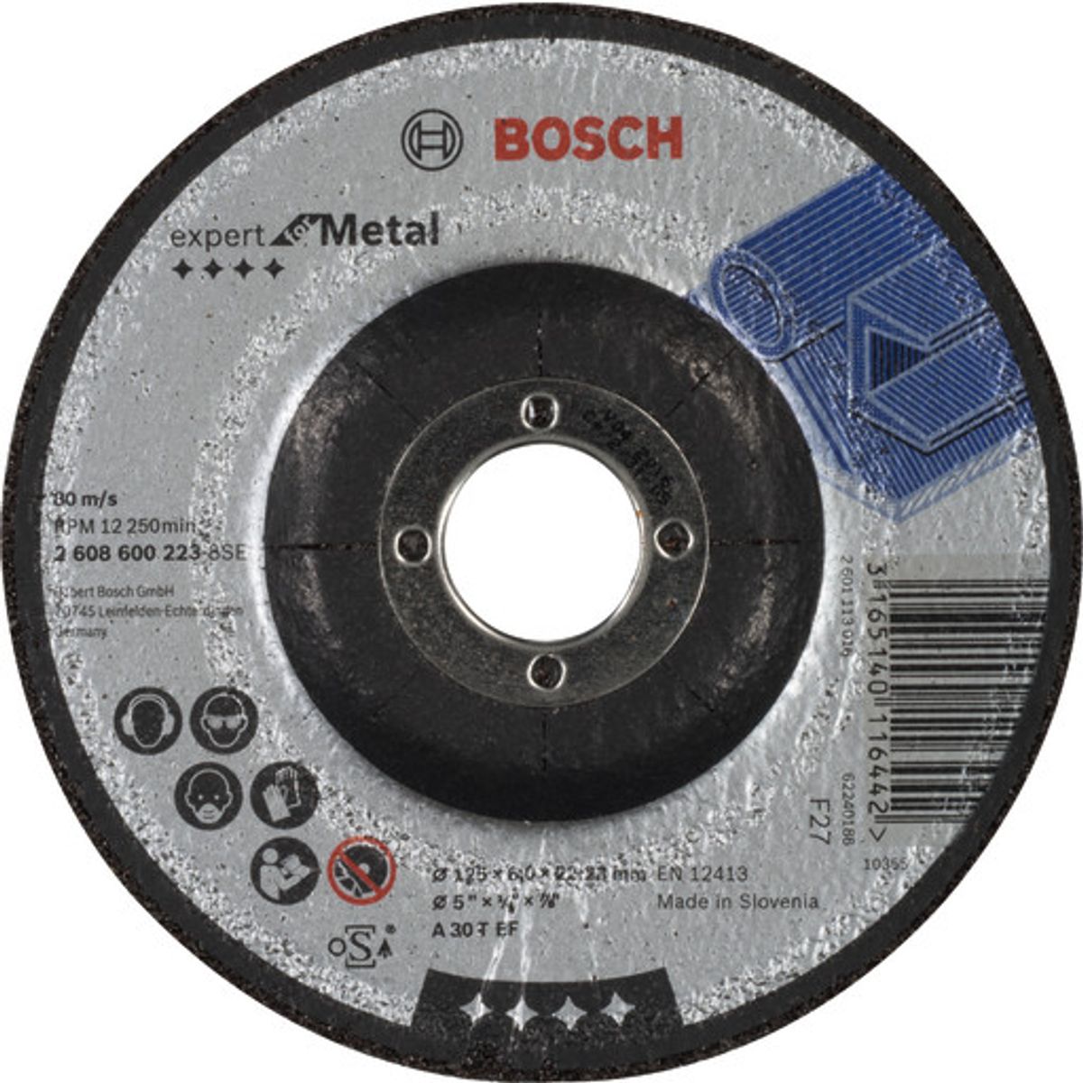 Bosch slibeskive, metal, 125 x 6 mm, K30