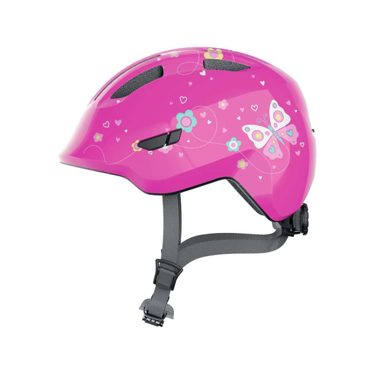 Abus Smiley 3.0 - Cykelhjelm til børn - Pink Butterfly - Str. 50-55 cm