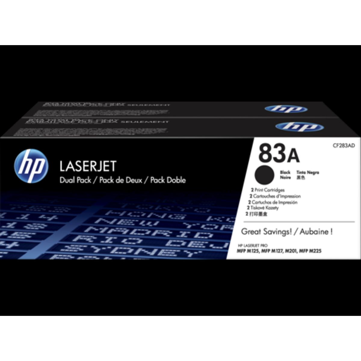 HP 83A Toner Cf283ad 2x Sort