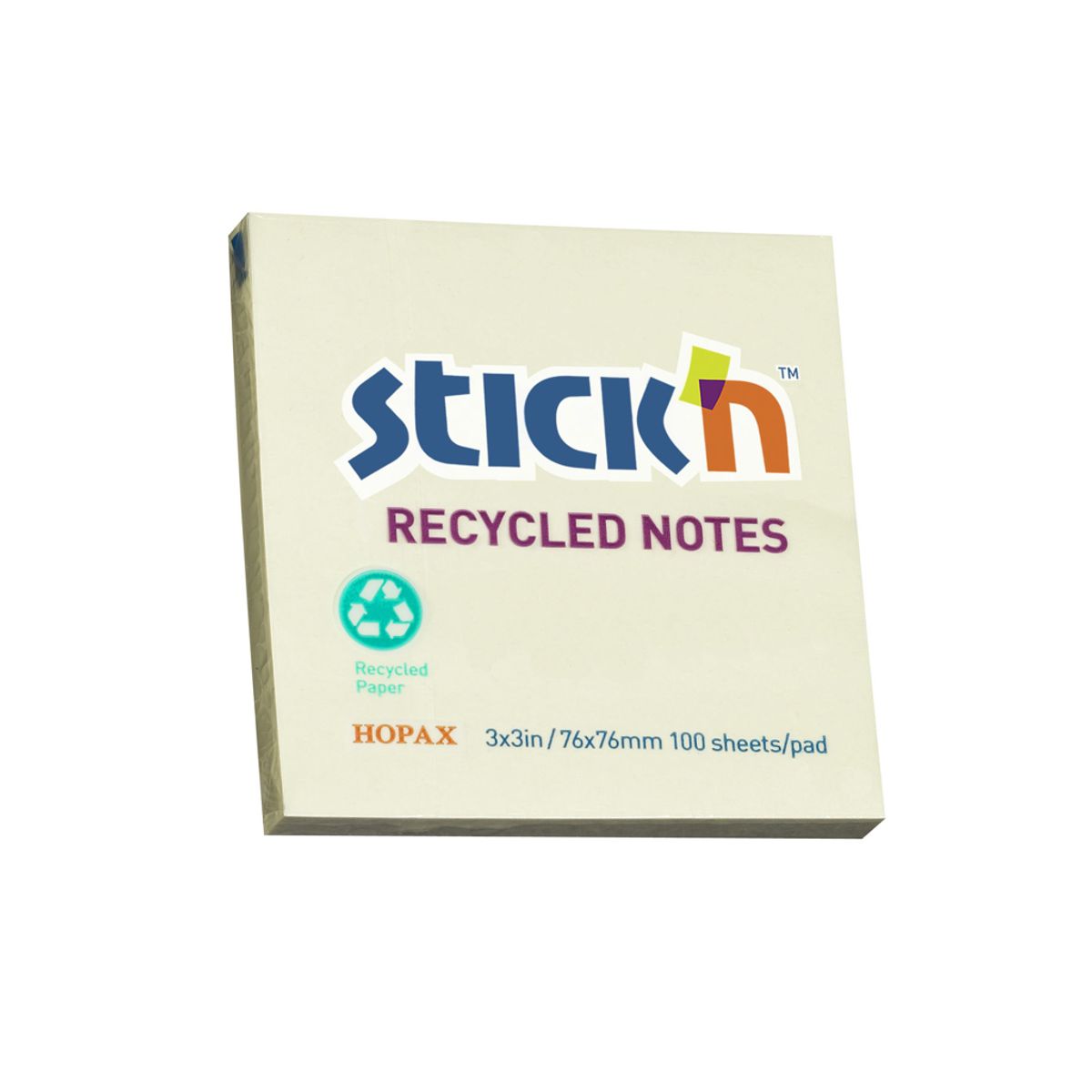 Notes 76x76 mm Stick'n gul Genbrug