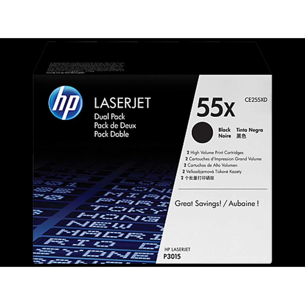 HP 55X Toner Ce255xd 2x Sort