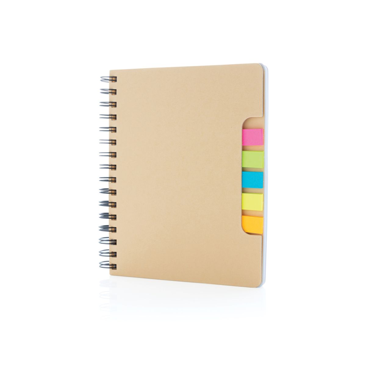 A5 Kraft Spiral Notesbog med "Sticky Notes", Brun