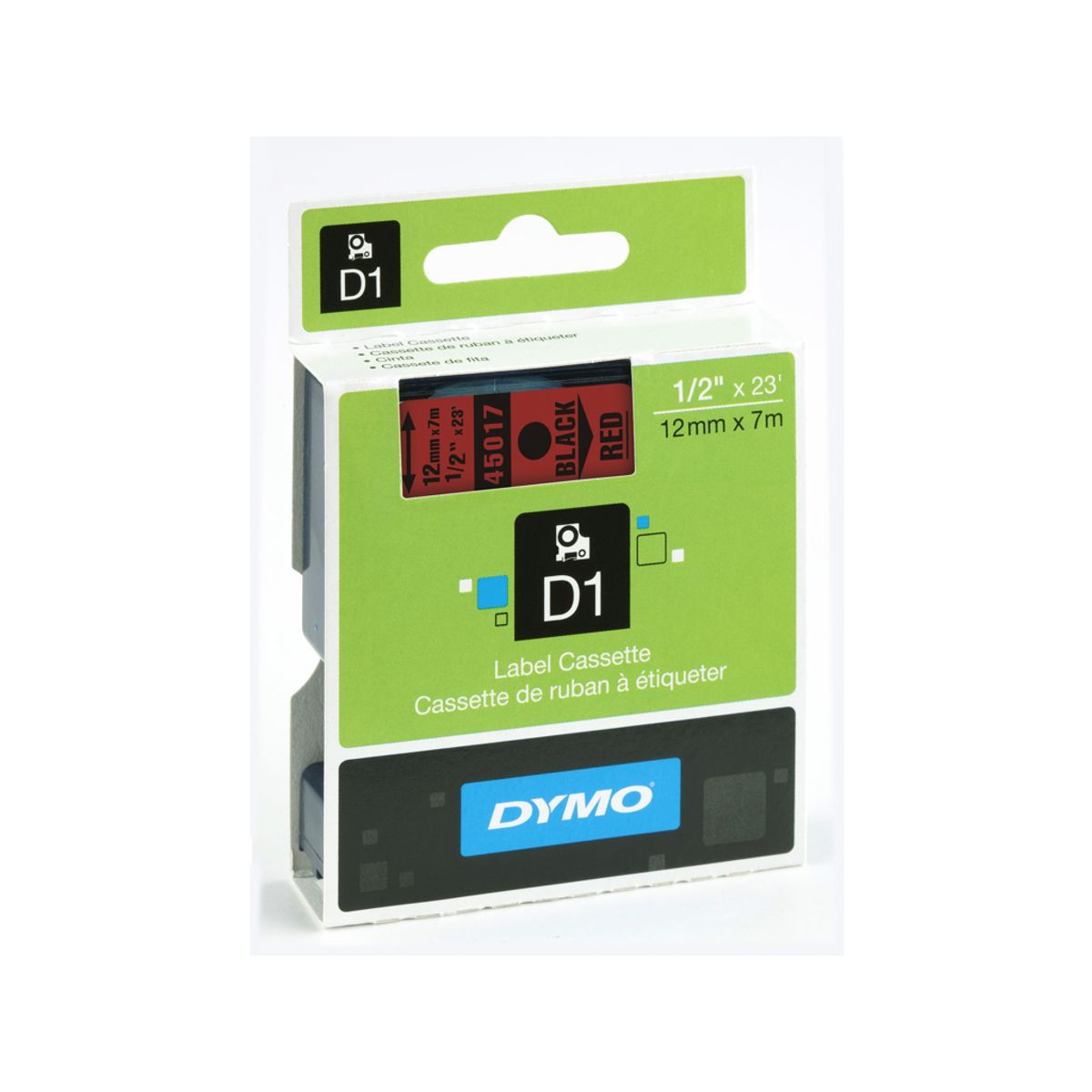 Dymo Tape 45017 12mm Sort/rød