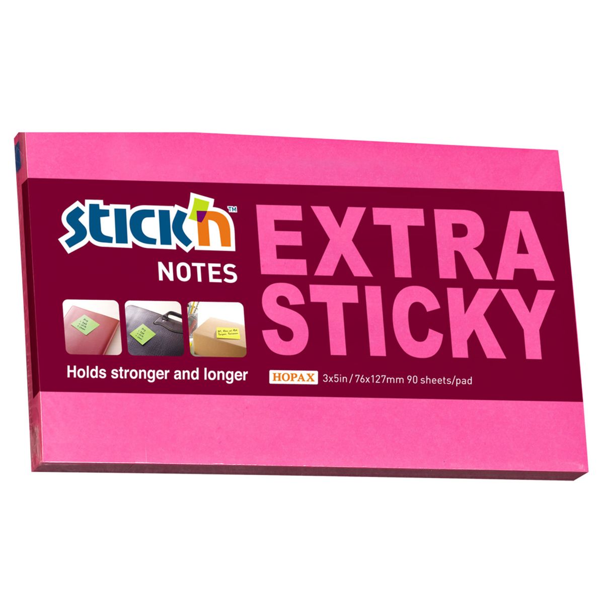 Notes Stick'n 75x127 mm. Extra Sticky rød