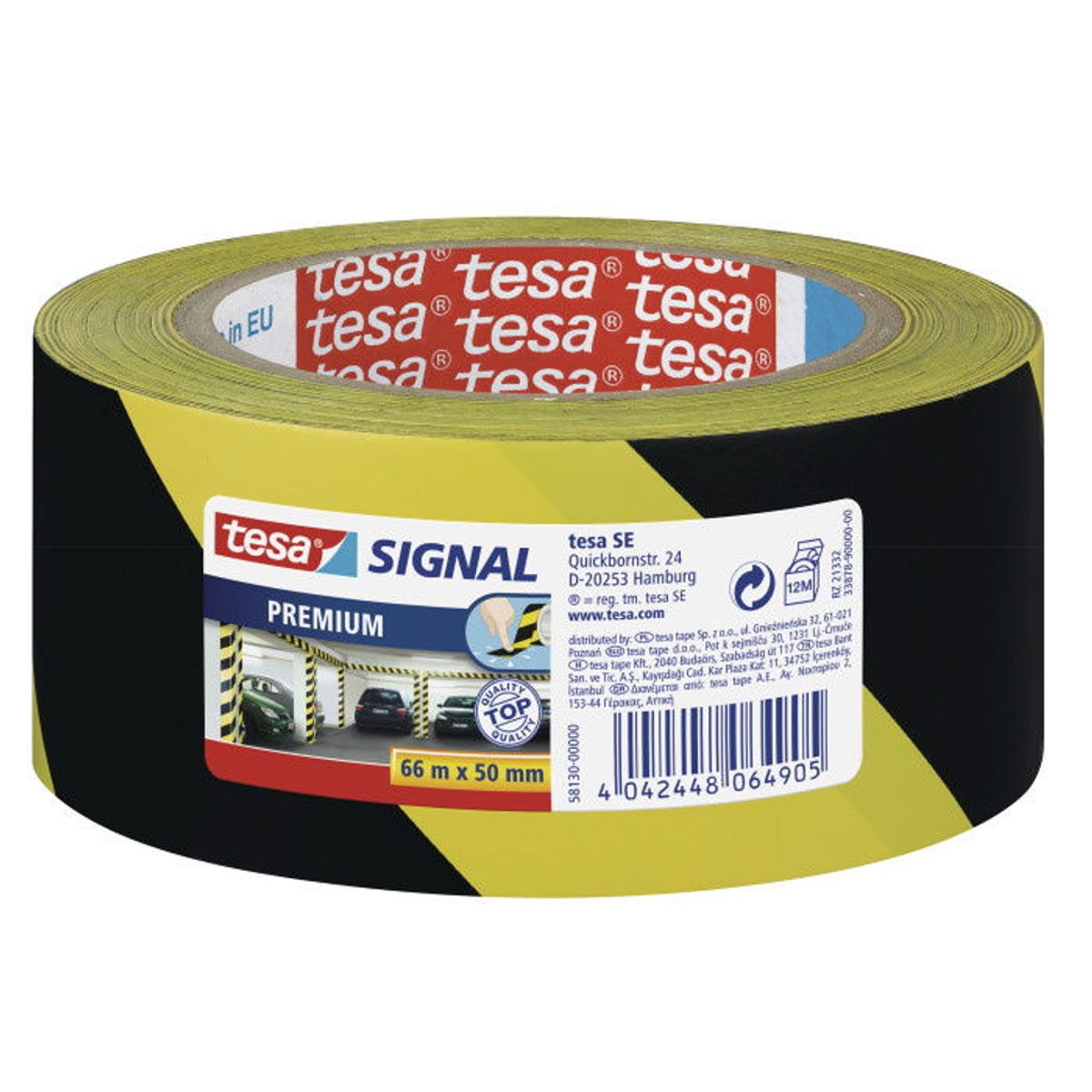 Tape Advarsel Gul/sort PVC 48mmx66mtr