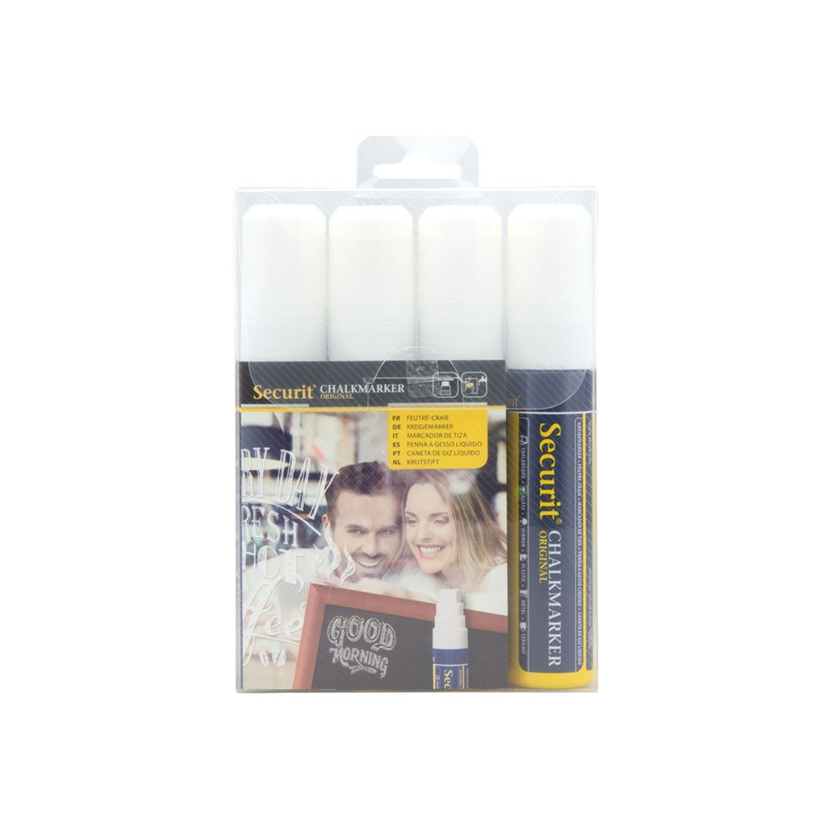 Chalkmarker Securit | Hvid | 7-15mm | 4 stk