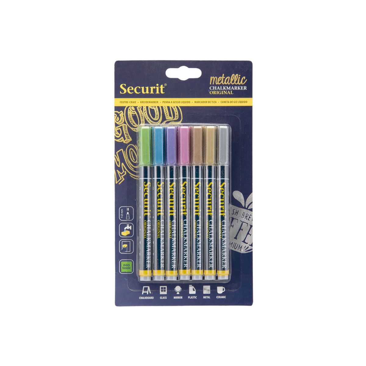 Chalkmarker Securit ass. 1-2mm 7 stk.