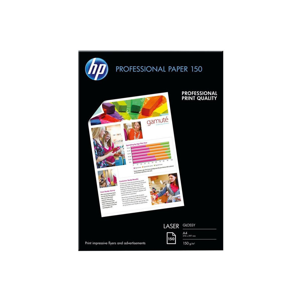 HP Papir A4 Glossy Laser 150 Gram 150 ark