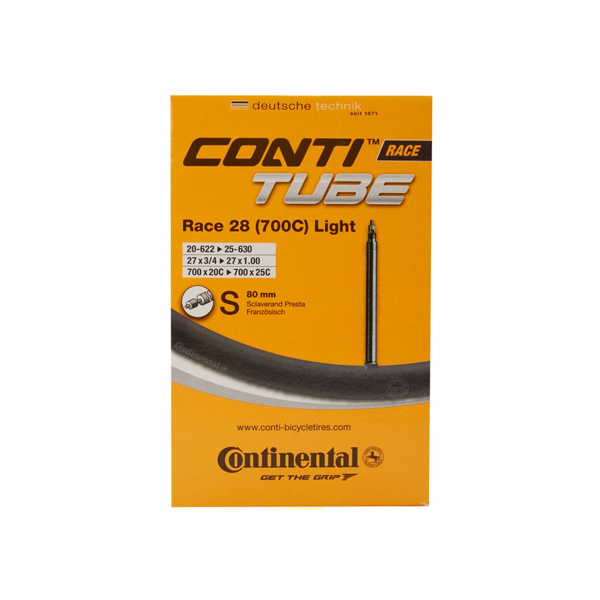 Continental Race 28 Light - Cykelslange - Str. 700x20-25c - 80 mm racerventil