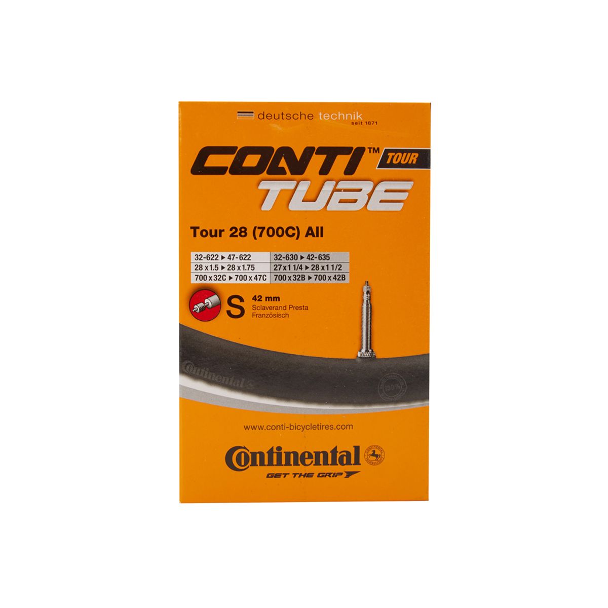 Continental Tour 28 All - Cykelslange - Str 700x32-47c - 28" x 1,75-2.0 - Racerventil 42mm