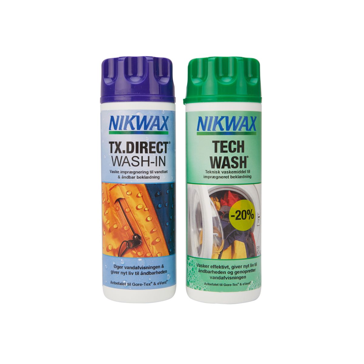 Nikwax Twinpack Tech Wash/TX-Direct - Vask og imprænering til vandtæt beklædning - 2 x 300