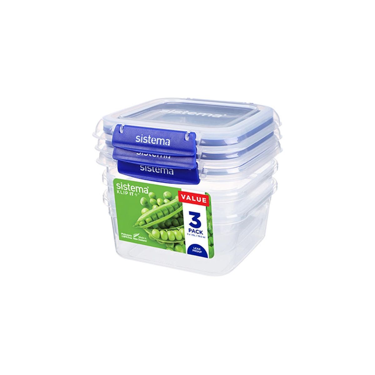 Sistema - Square Klip It Plus 3Pack 1.15L