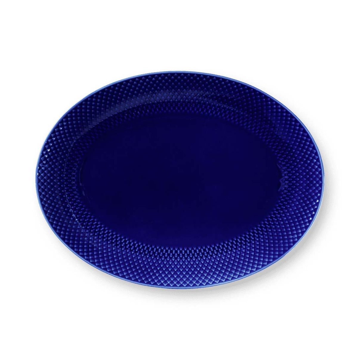 Lyngby Porcelæn - Rhombe Color Ovalt serveringsfad mørkeblå 35x26.5 cm