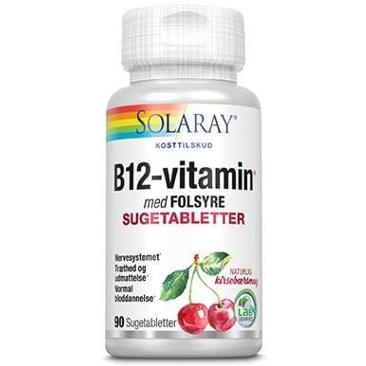 Solaray B 12 vitamin med folsyre - 90 tabletter