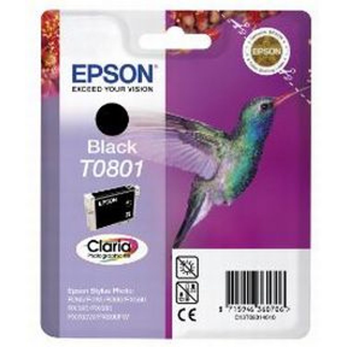 Epson T0801 BK (C13T08014011), Sort Blækpatron, Original