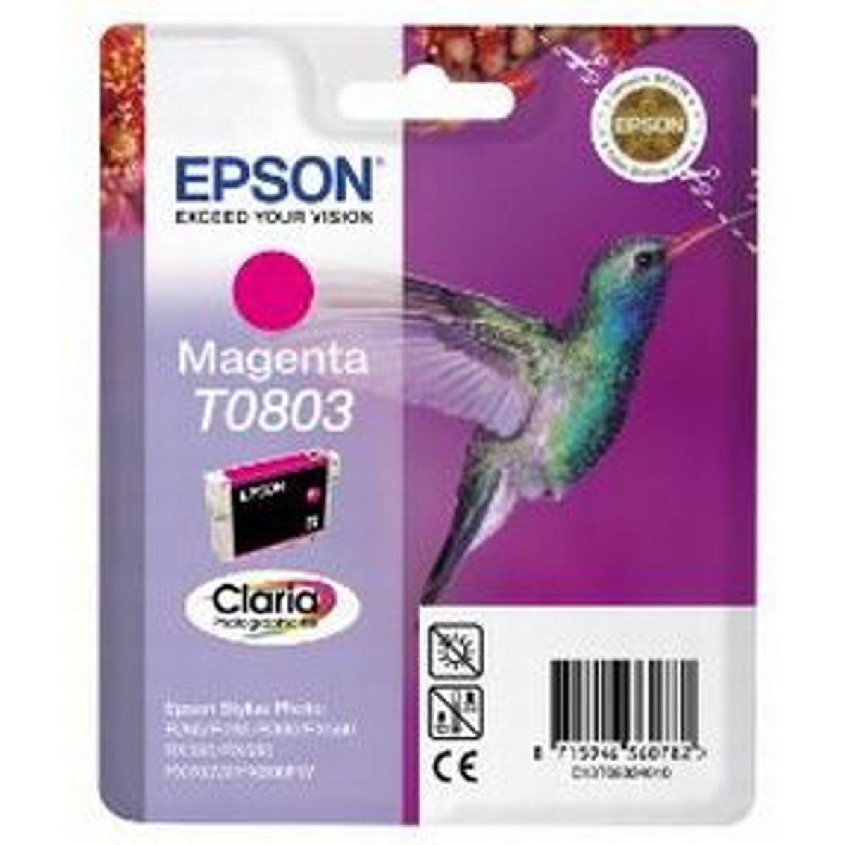 Epson T0803 M (C13T08034011), Magenta Blækpatron, Original