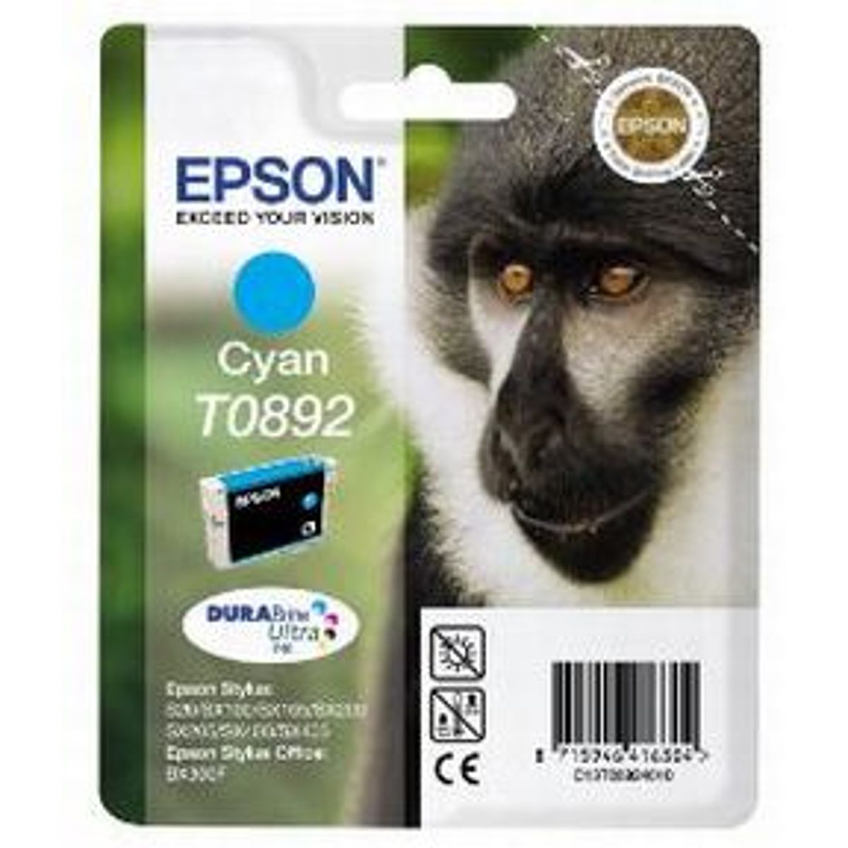 Epson T0892 C (C13T08924011), Cyan Blækpatron, Original 3,95ml