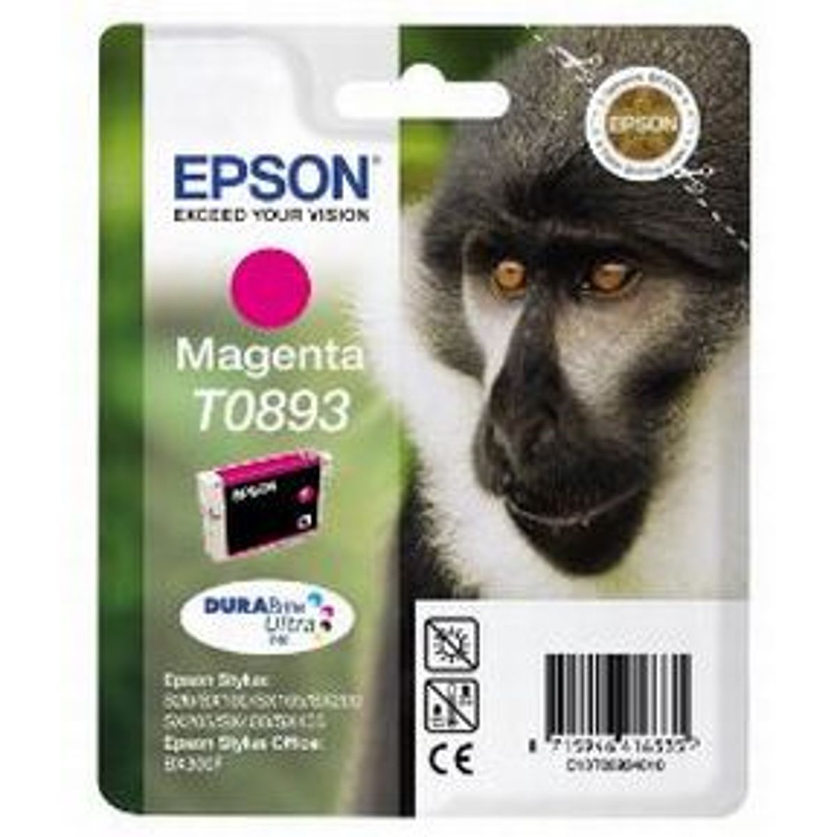 Epson T0893 M (C13T08934011), Magenta Blækpatron, Original 3,95ml