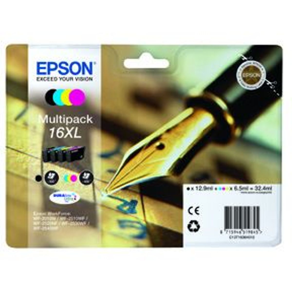 Epson T1636 XL combo pack 4 stk - C13T16364012 blækpatron Original BK/C/M/Y 32,4 ml