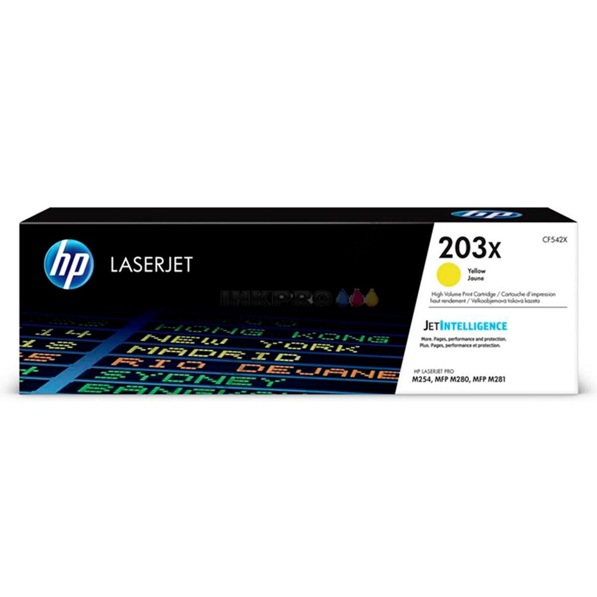 HP CF542X Y (HP 203X) Lasertoner, Gul, Original, 2500 sider