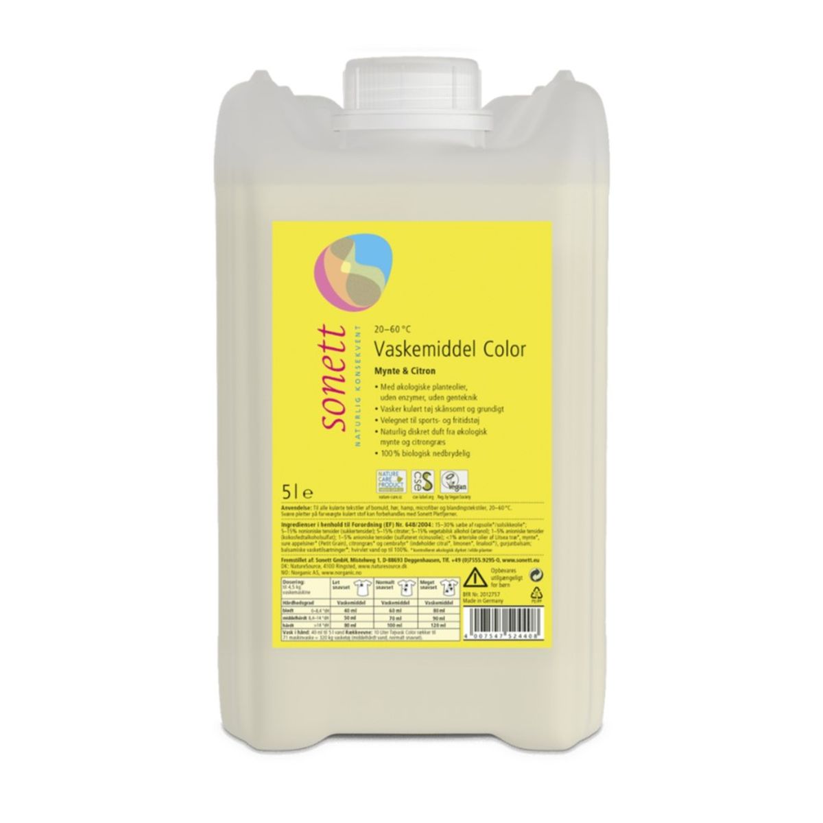 Vaskemiddel - Color - Mynte & Citron - 5 Liter