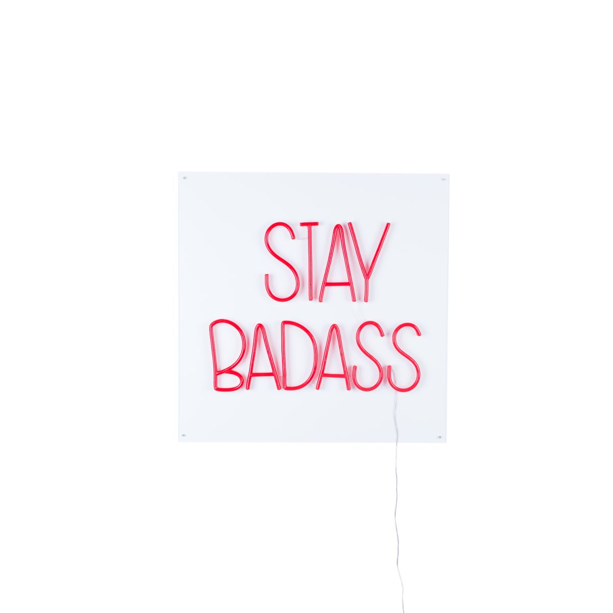 BOLD MONKEY Stay Badass LED neon lysskilt, kvadratisk - rød PVC og akryl (80x80)