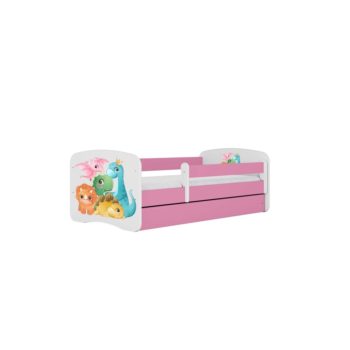 KOCOT KIDS Seng babydreams pink tiny dinos med skuffe med madras 140/70