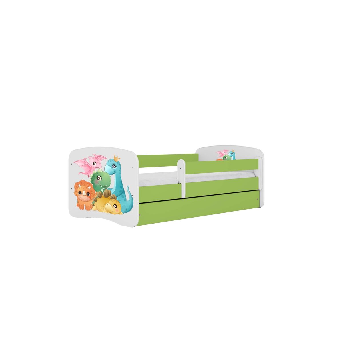 KOCOT KIDS Seng babydreams green tiny dinos med skuffe og madras 160/80