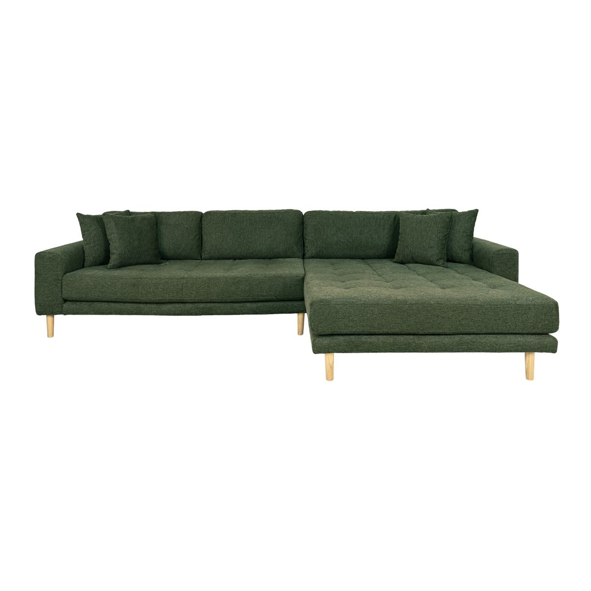 HOUSE NORDIC Lido loungesofa, højre chaiselong, m. 4 puder - olivengrøn polyester og egetræ