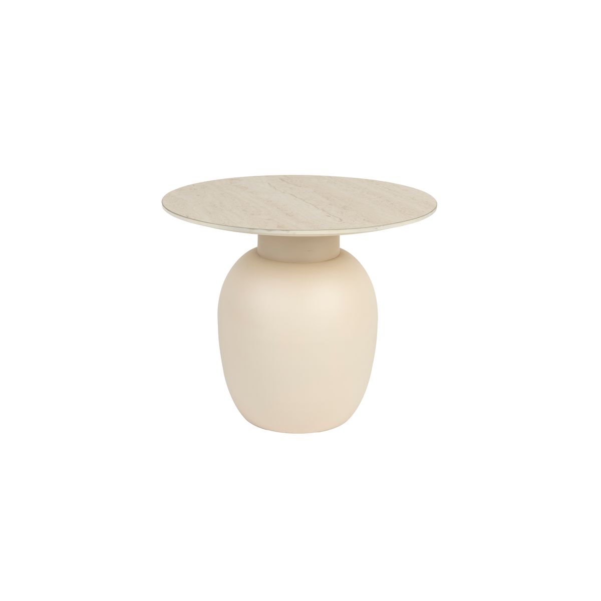 WHITE LABEL LIVING Karula sidebord, Lav, rund - beige keramik/jern (Ø50)