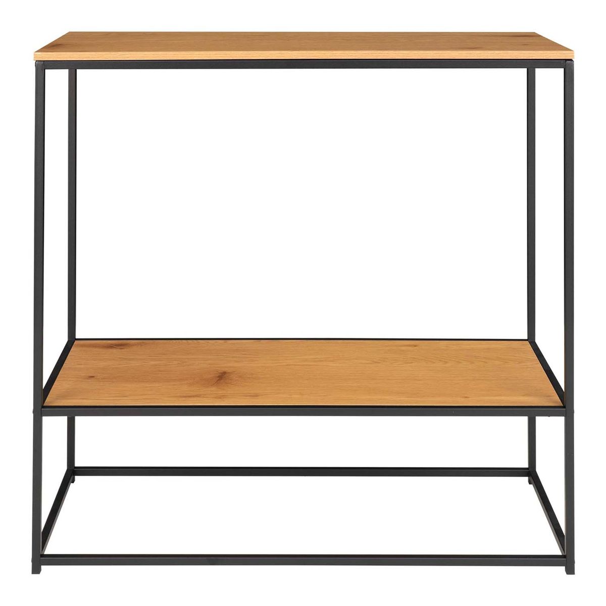 HOUSE NORDIC Vita konsolbord, m. hylde - natur melamin og sort stål (80x36)