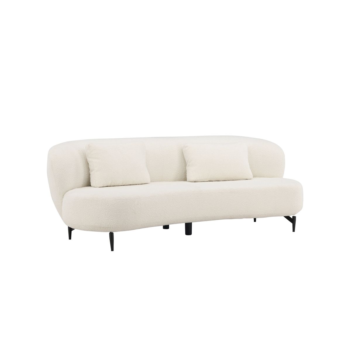 VENTURE DESIGN Luna 3 pers. sofa - hvid bouclé stof og sort metal