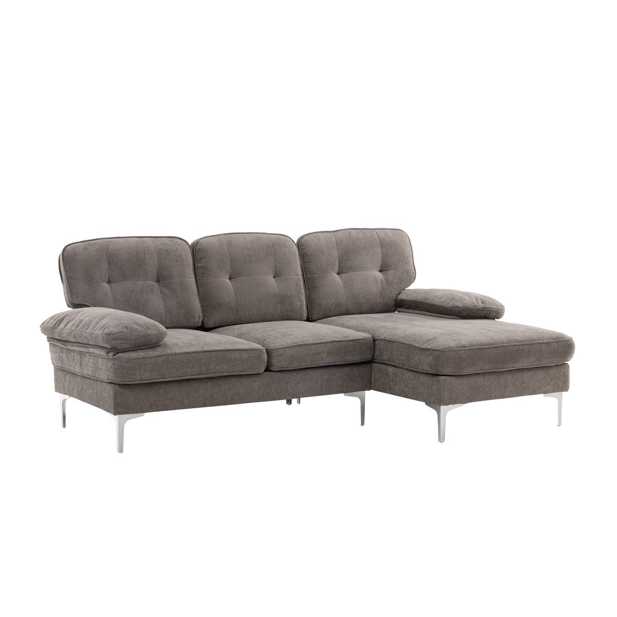 VENTURE DESIGN Remis 3 pers. sofa, m. chaiselong - lysegrå stof og metal