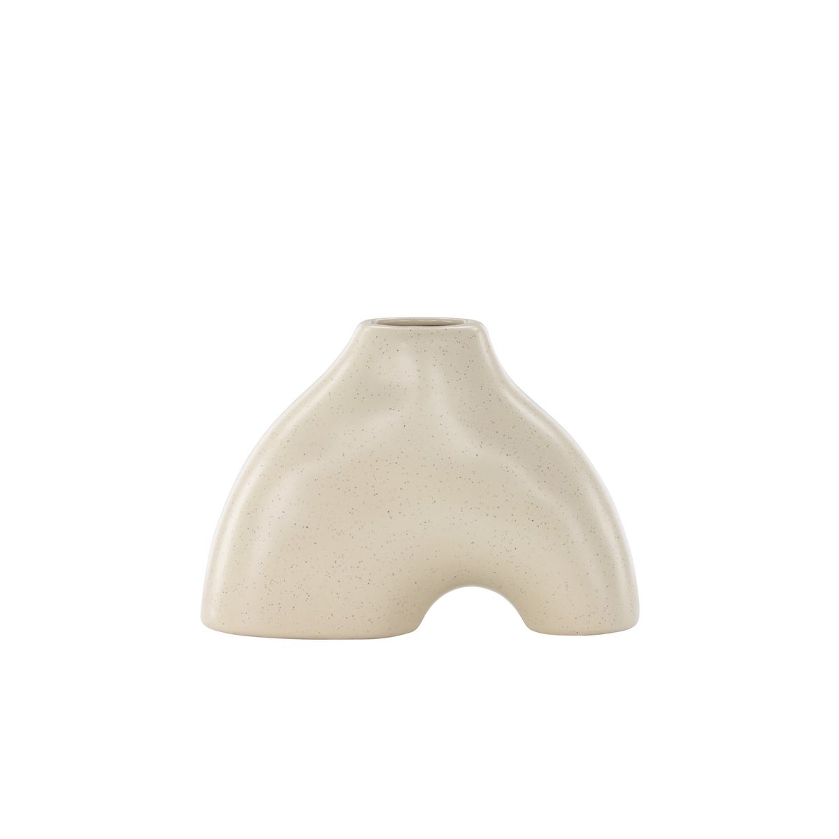 VENTURE DESIGN Kento vase - beige/sorte prikker stentøj (21x8x15H)