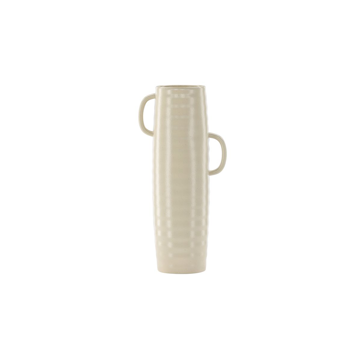 VENTURE DESIGN Cent vase, m. 2 hanke - beige/sorte prikker stentøj (19x13x41)