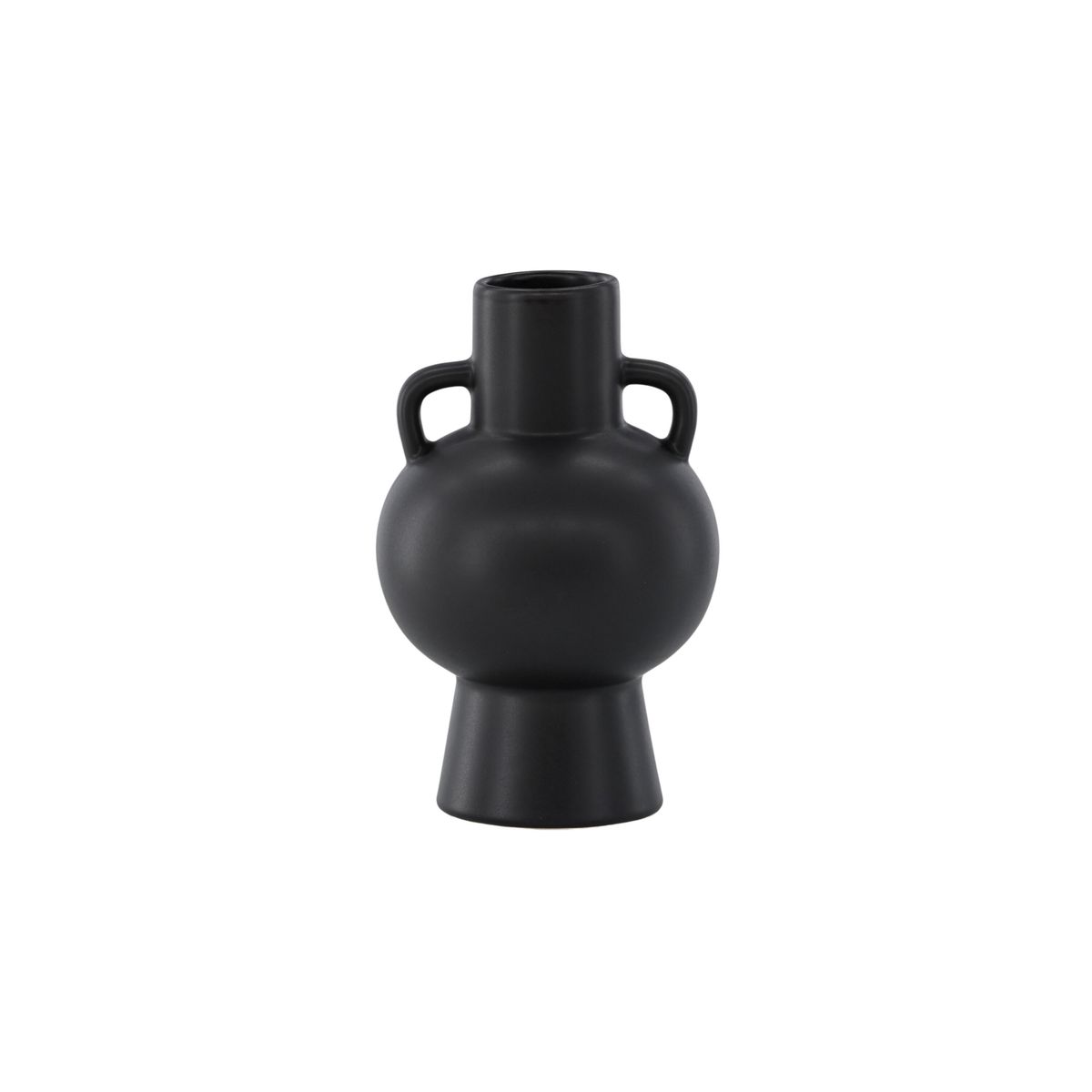 VENTURE DESIGN Cent vase, m. 2 hanke - mat sort stentøj (16x16x24)