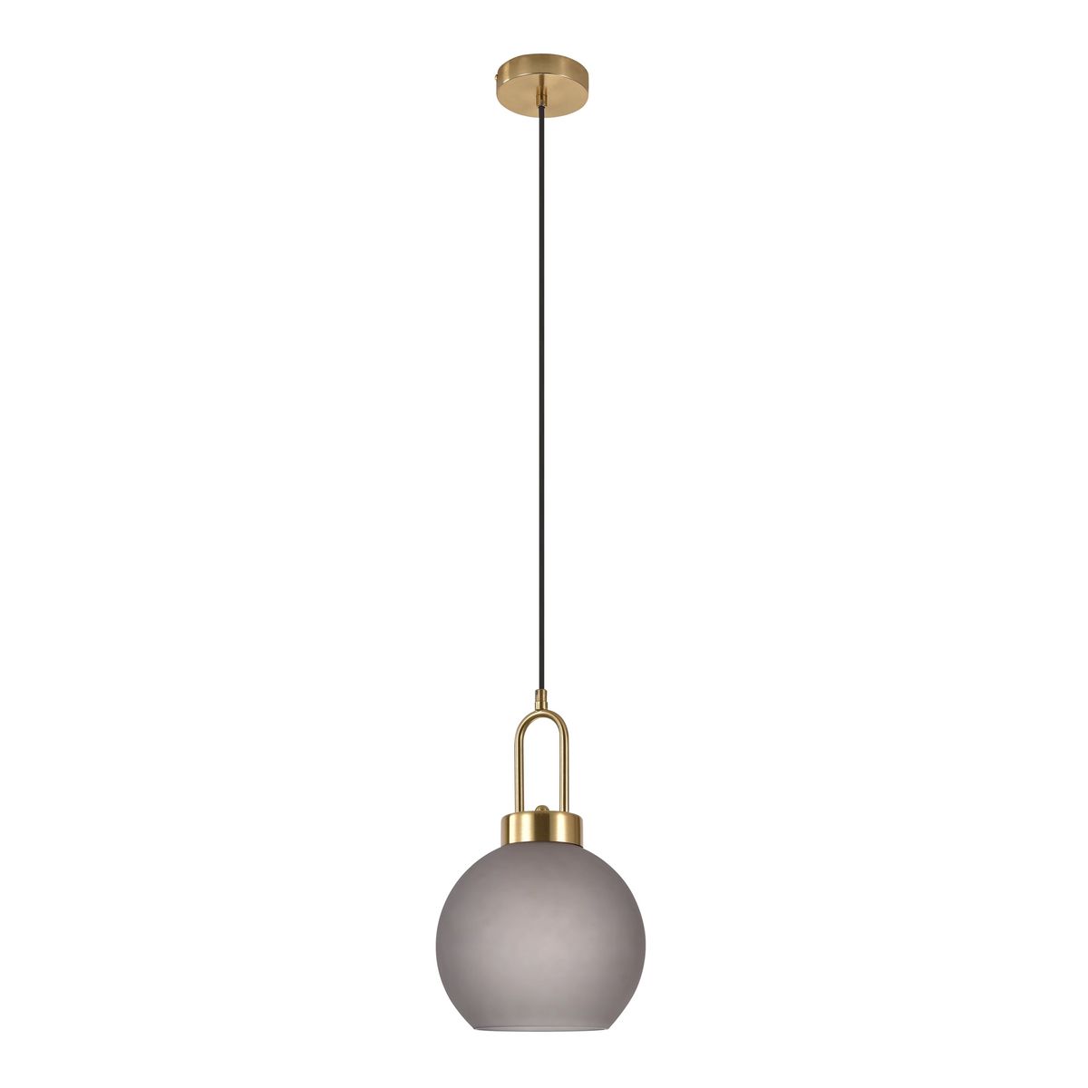 HOUSE NORDIC Luton loftlampe, kugleformet - mat smokey glas og messing stål (Ø25)